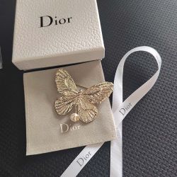 Dior Butterfly Motif Light Gold Brooch 