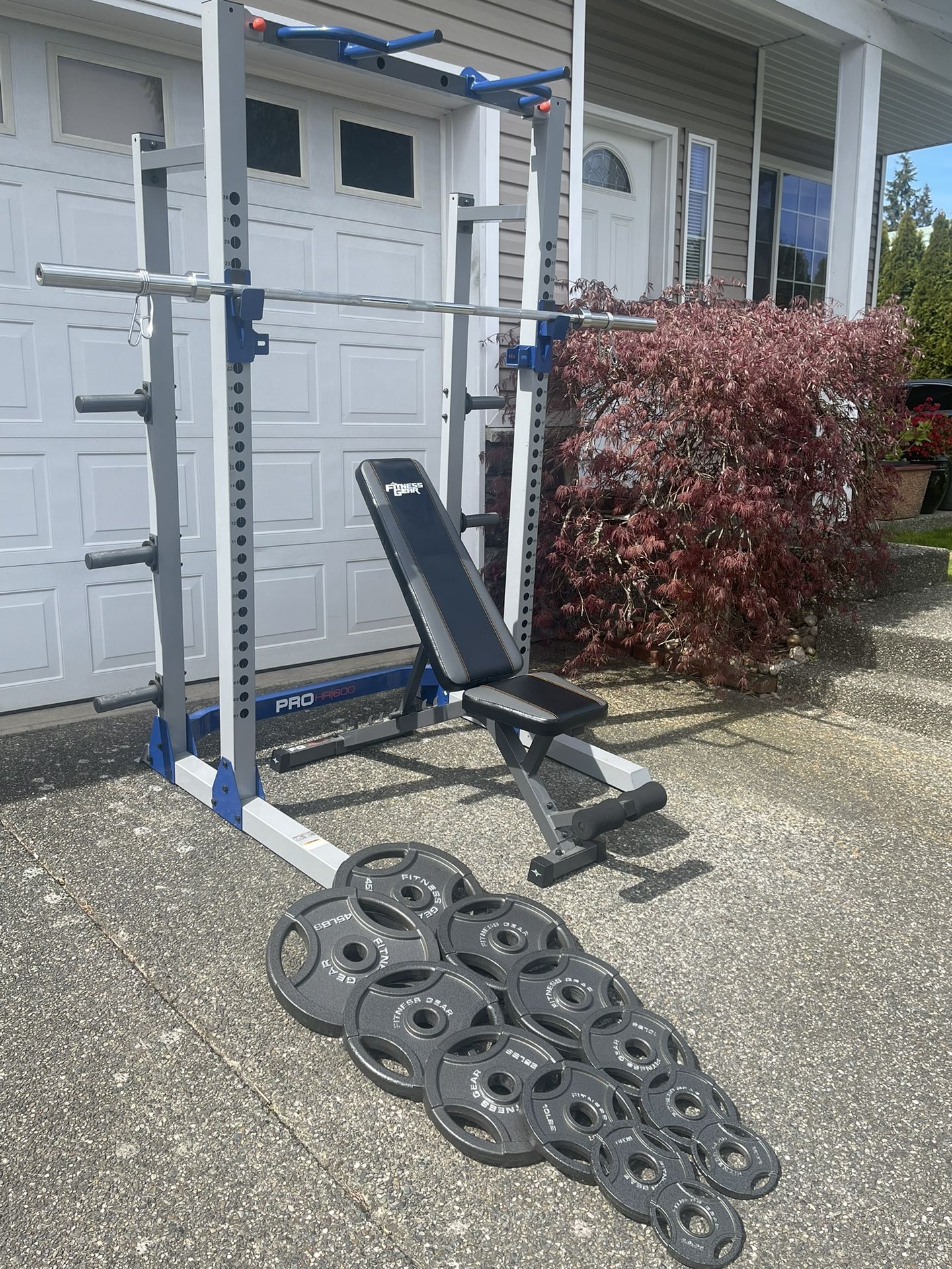 Haft squat rack,bench,weights