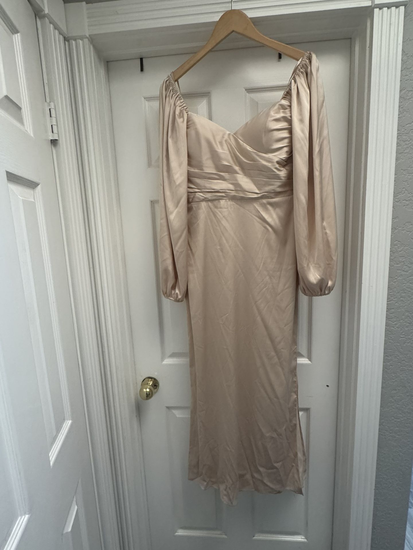 Champagne, long formal dress