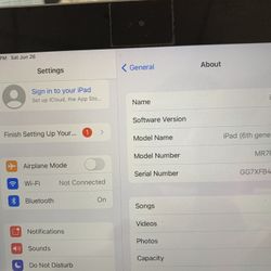 Ipad 6th Gen 32gb WiFi Model No iCloud Lock . 30 Days Warranty
