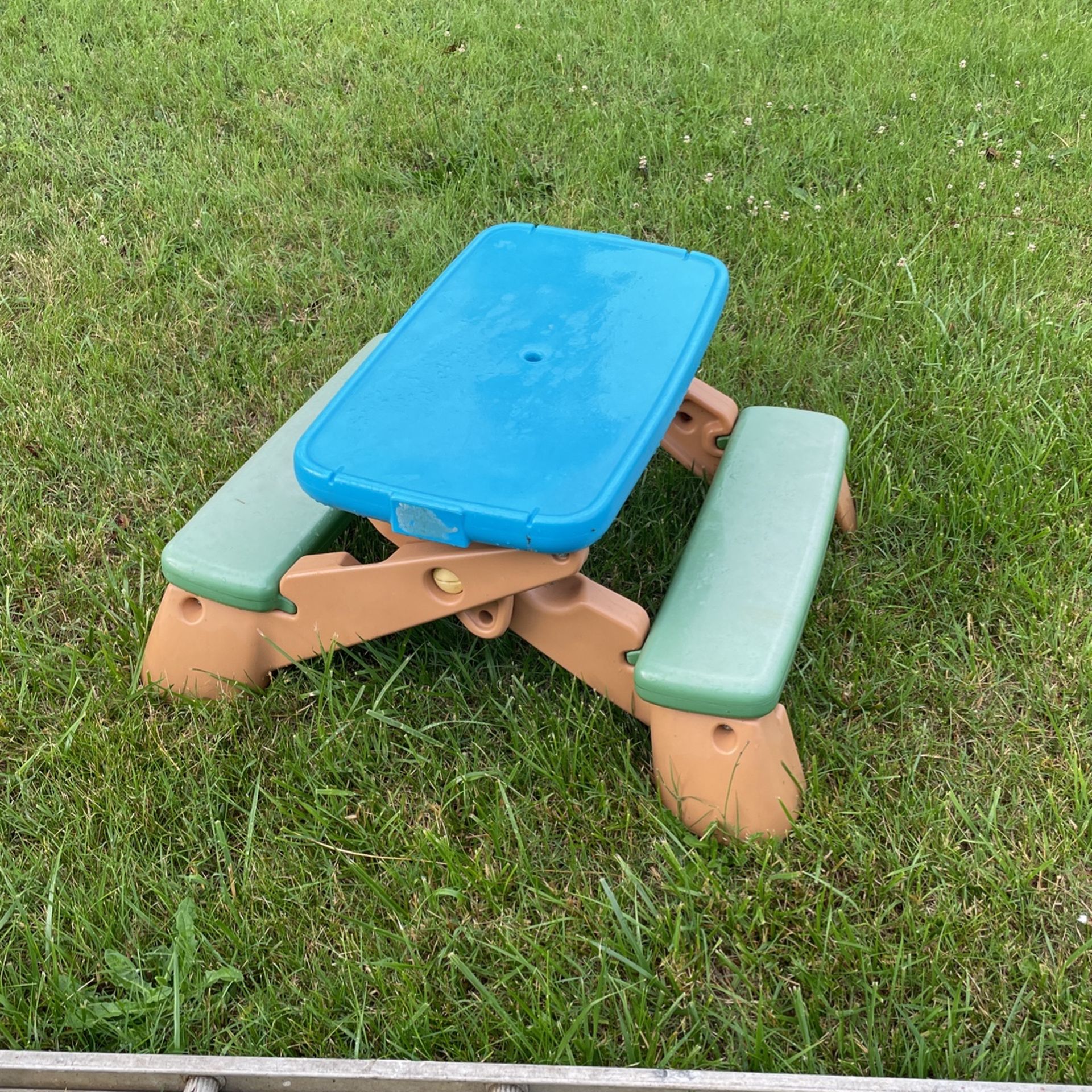 Child Outdoor Slide And Picnic Table