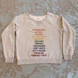 Messy Bun Just Chillin Fall Gray Crewneck Sweatshirt Women's Size Small