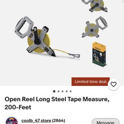 Open Reel Long Steel Tape Measure, 100-Feet