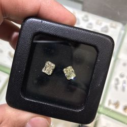 Radiant Diamond Earrings Egl Certs Included Over 1 Carat Each 