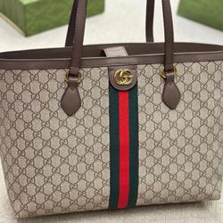 GG Ophidia Large Capacity Tote Bag Shoulder Handbag Medium Men's and Women's Couple Ebony/Brown