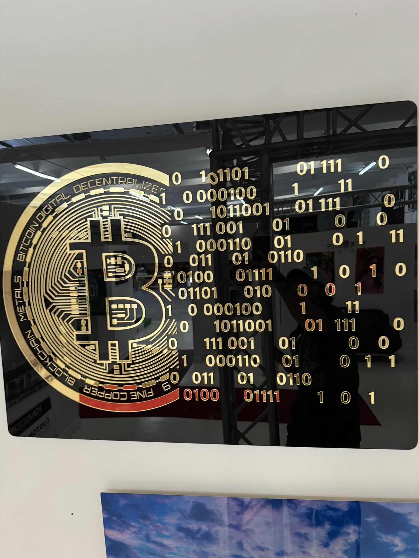 3D Bitcoin/CRYPTO metal Print With Gold Acrylic Accents