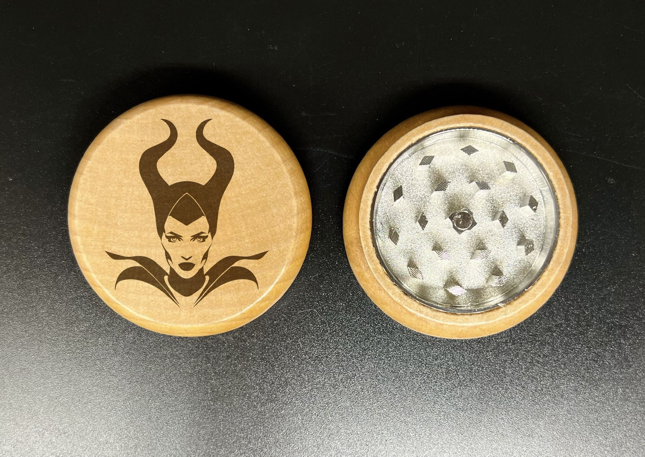 Maleficent laser engraved wood kitchen herb cutter pop gift