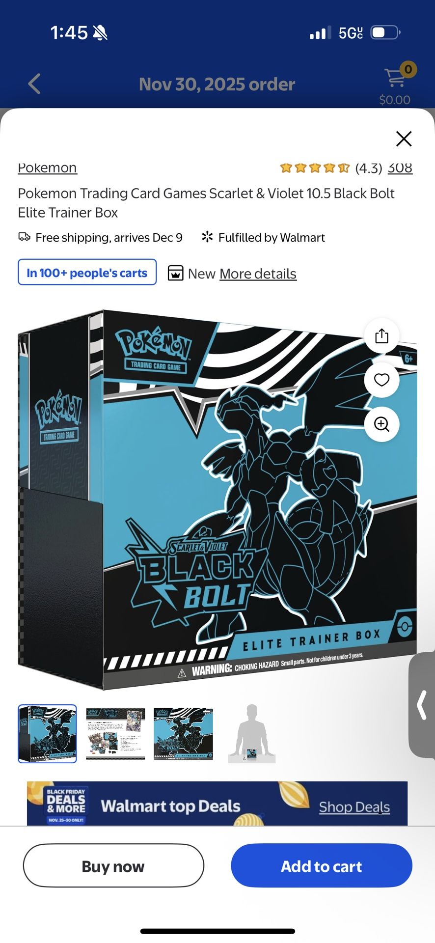 Pokemon Trading Card Games Scarlet & Violet 10.5 Black Bolt Elite Trainer Box