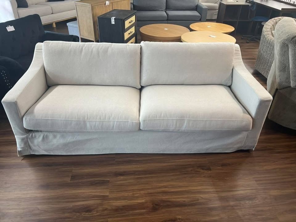 New 87” Sofa, Cream Linen Fabric