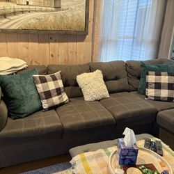 Sofa, Sectional Dark Gray Couch 