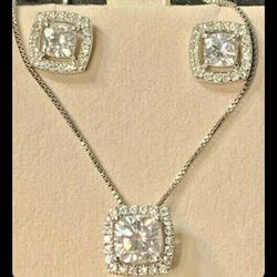 Charles & Colvard Moissenite Necklace -Earrings 