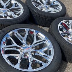22” SNOWFLAKES GMC CHEVY CADILLAC WHEELS RIMS TIRES NEW ESCALADE YUKON SIERRA DENALI TAHOE CHROME