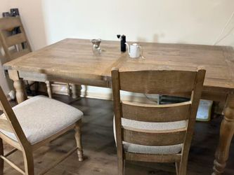 Rustic Farmhouse Dining Table + 8 Chairs + Leaf – Texas Ranch Style – $300