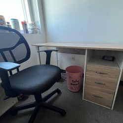 Large Desk (3 Closed + 1 Open Top Drawer) + Chair