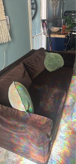 Dark Brown velvet Fabric Sofa Couch