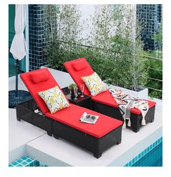 One Red/Black Rattan Chair