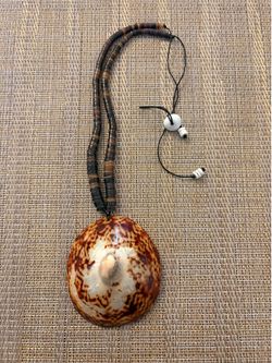 Handmade Brown Pen Shell Necklace w/ Large Limpet Pendant