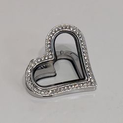 NEW Stainless Steel & Crystal Frame Heart Shaped Floating Locket PRICE FIRM