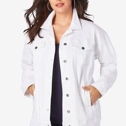 White Denim Jacket Plus Size 1X