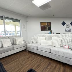 Modern Light Gray Sofa & Loveseat 