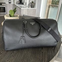 100% Authentic Prada Saffiano Leather Travel Bag In Black