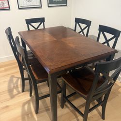 Wooden Dining Table Set with 6 Chairs