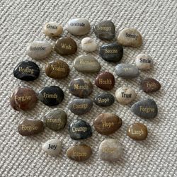 30 Pcs. Engraved Inspirational Stones with Different Words, 1-2 Inch Encouragement Rocks, 
