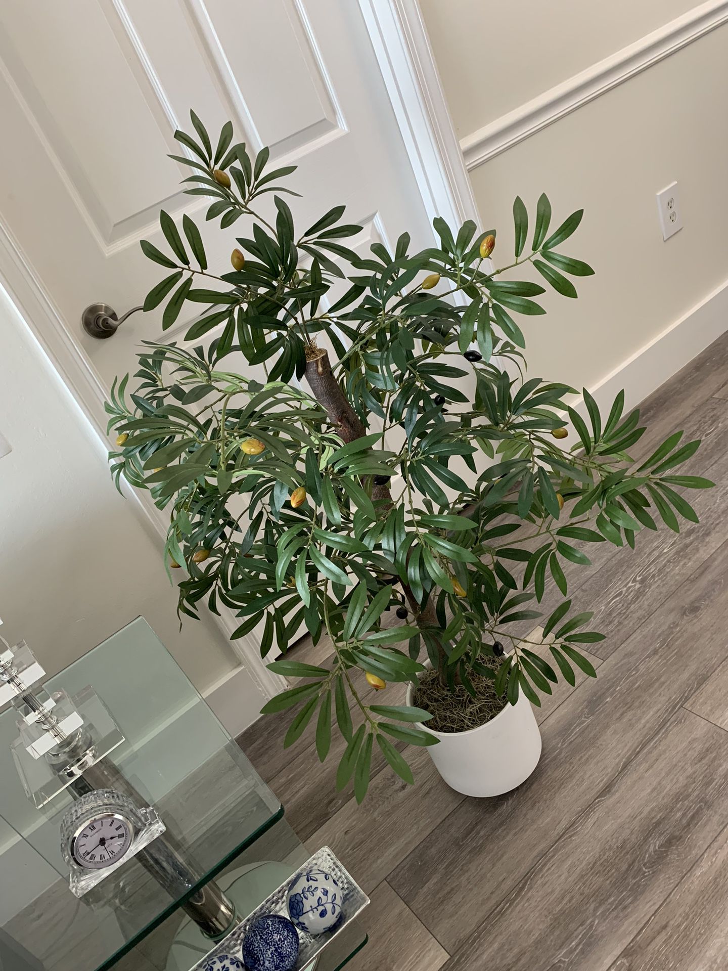  Artificial Olive Plant With White Pot Realistic Fruit And Bunches