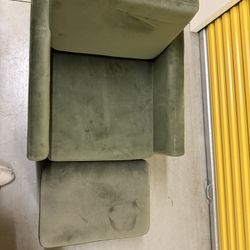 Suede Olive Green Chair And Ottoman Set 