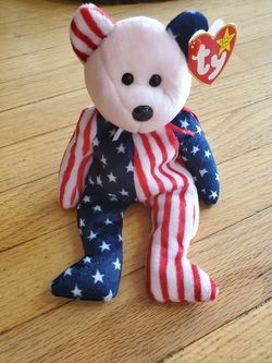 Spangle-American Bear [Red Face] - TY Beanie Baby