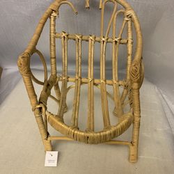 Vintage Doll Rattan and Bamboo Lounge Chair (broken)