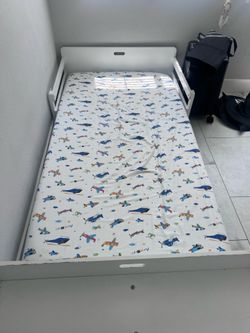 Kids twin bed with mattress and frame and storage