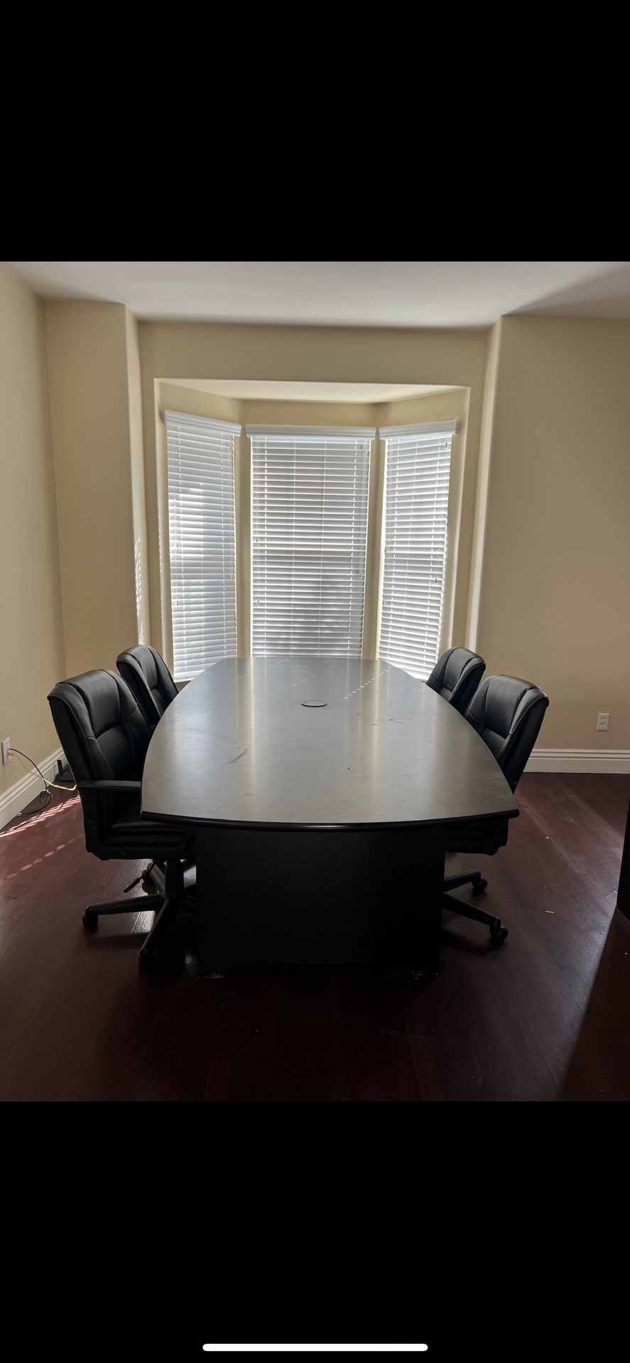 Office Furniture Set: L-Shaped Desk with Drawers & 6-Seat Meeting Table