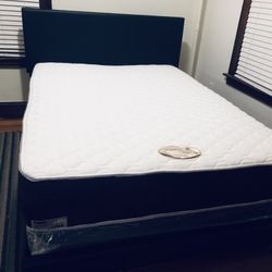 Full Size Mattress Foam 11”Thick+Box Spring+Bedframe Brand New We Finance Delivery Available 