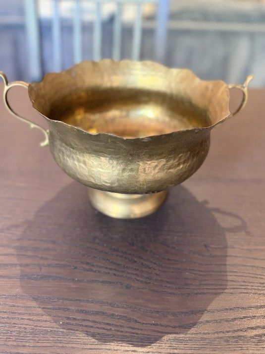 Antique Polished Gold Pedestal Vase