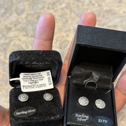 Men’s Earrings 1/10CT Sterling Silver 