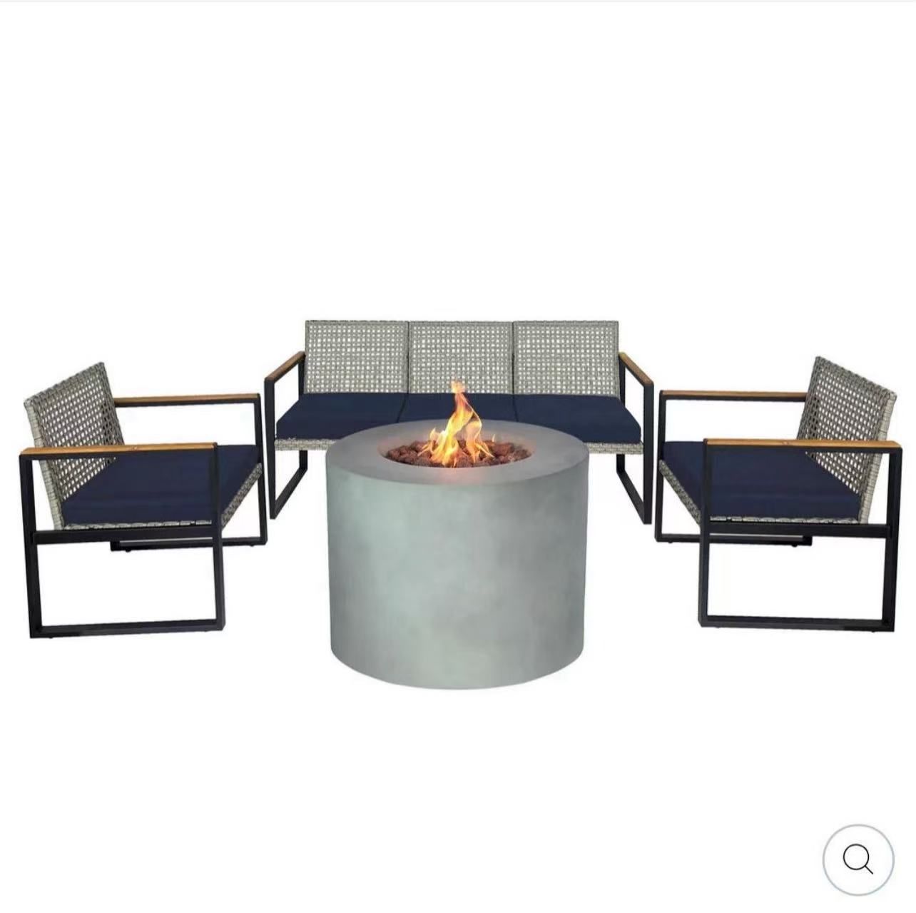 Kinger Home Loren 32-Inch Round Propane Fire Pit Table, Alloy Steel Outdoor Fire Pit with 50,000 BTUs, CSA Certified, Includes Lava Rocks and Weatherp