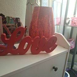 Red Vase And Love Sign 