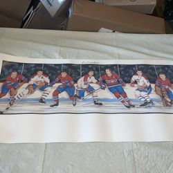 NHL Litho Montréal Canadiens Maurice Rocket Richard Poster Thick 38x18 Euc