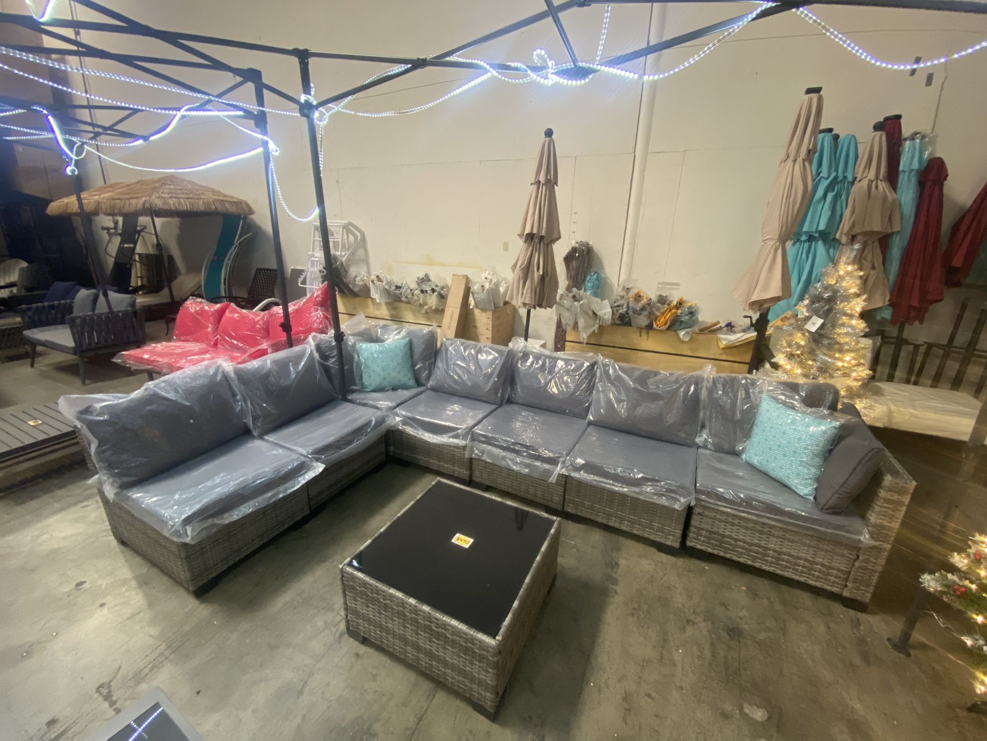 New Assembled Set Of 8pc Outdoor Conversation Set In Gray (throw Pillow Not Included)