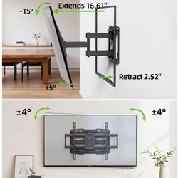 USX Mount Full Motion TV Wall Mount for 42-86 inch, TV Mount Swivel and Tilt,Wall Mount Bracket with Dual Articulating Arms Up to 132lbs, VESA 600x400