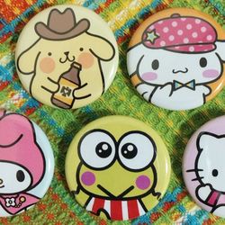 Hello Kitty Sanrio Pin Back Buttons