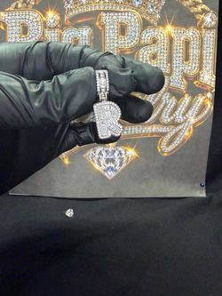 Iced Out Letter R Pendant with Chain