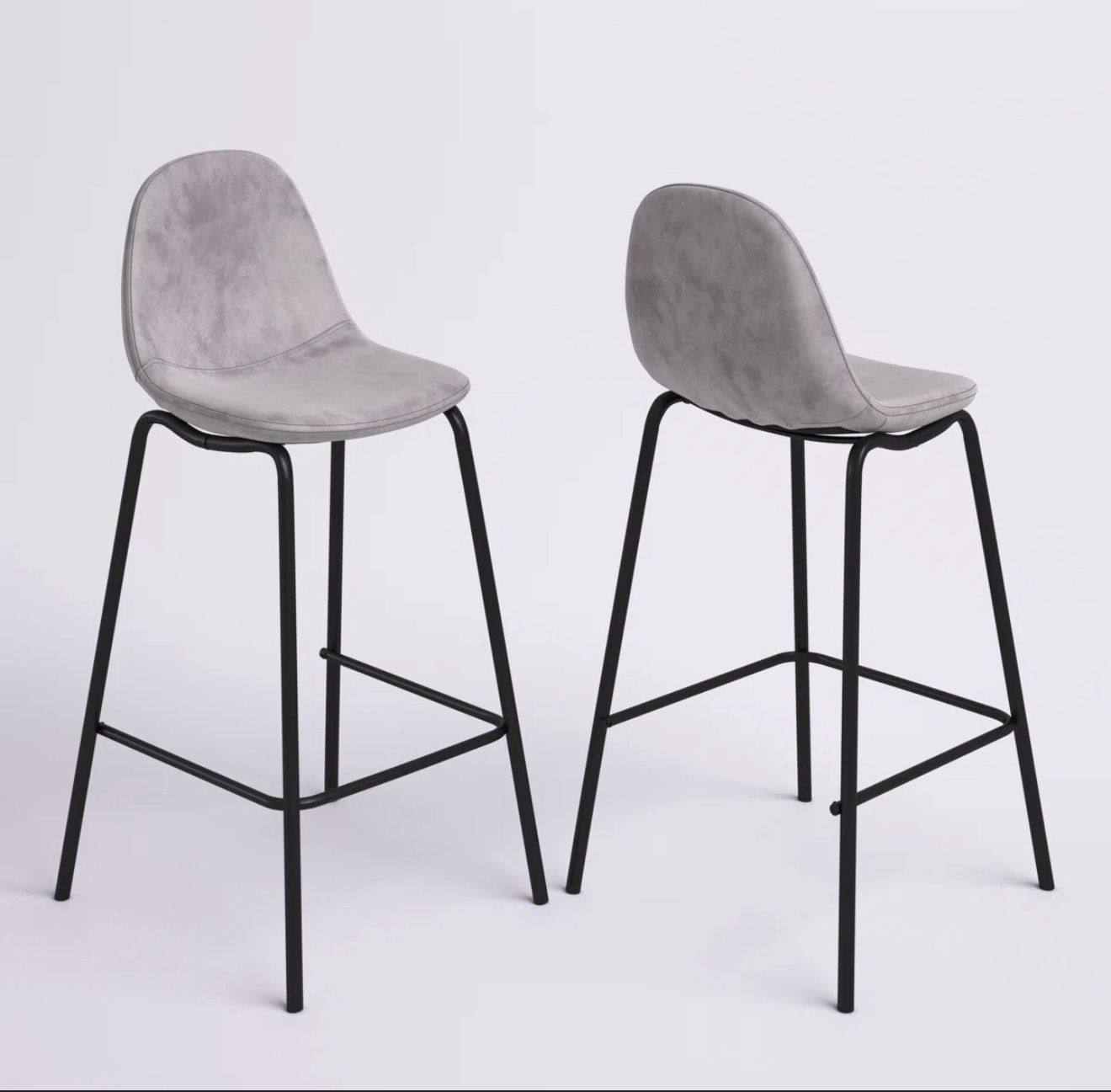 Lazio Velvet Bar Stool with Iron Legs (Set of 4)