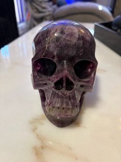 Amethyst Crystal Carved Skull Sculpture
