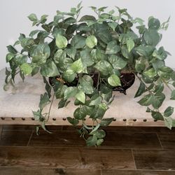 Faux/Fake Full Green Plant In Metal Pot