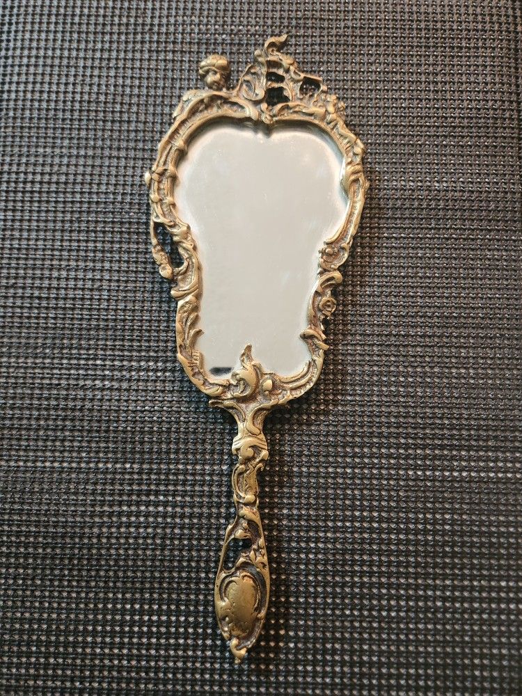 Victorian Style Bronze  Handheld Mirror