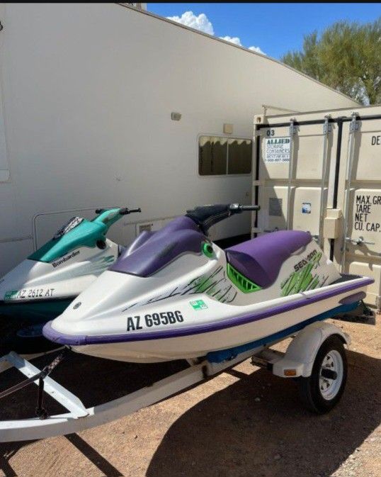 $3750 Pair Of Seadoo Jetskis With Trailer