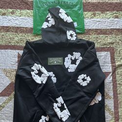 Black Denim Hoodie L