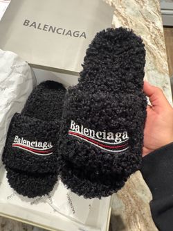 Balenciaga fur slides